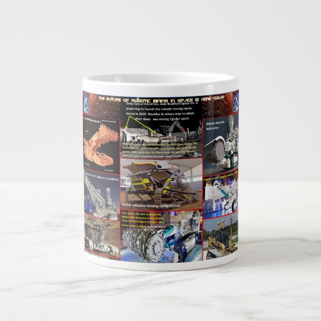 Caneca De Café Grande Máquinas De Mineração Marte (Frente)