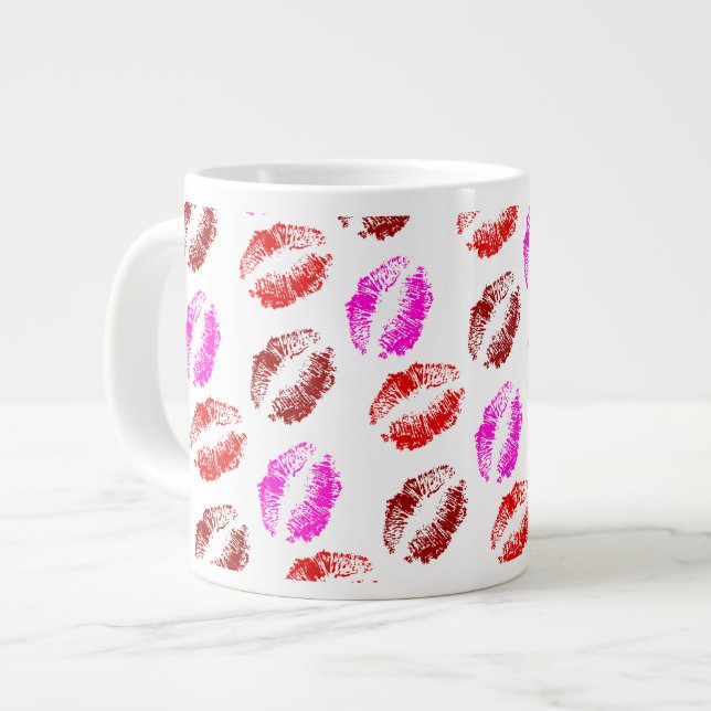 Caneca De Café Grande Marca de Lábios de Beijo Doce (Frente Esquerda)