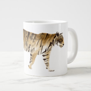 Caneca De Café Grande Marcha de Tigre de Aquarela