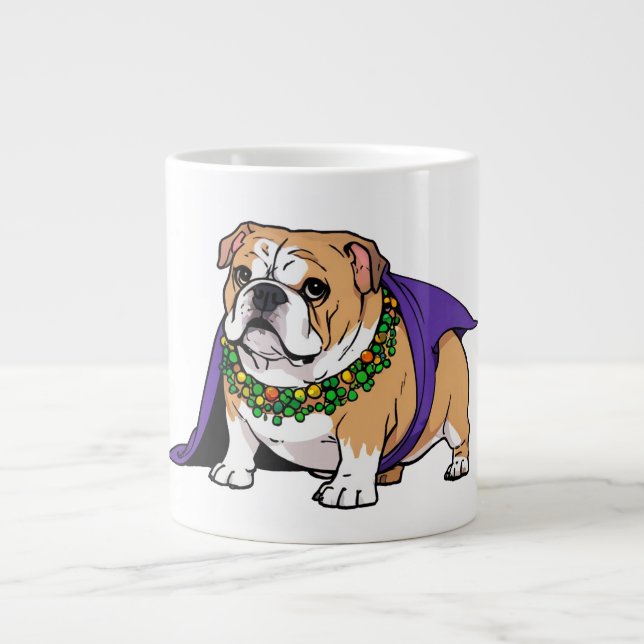 Caneca De Café Grande Mardi Gras Bulldog King Mug (Frente)