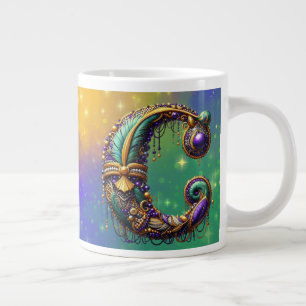 Caneca De Café Grande Mardi Gras Monograma Inicial C