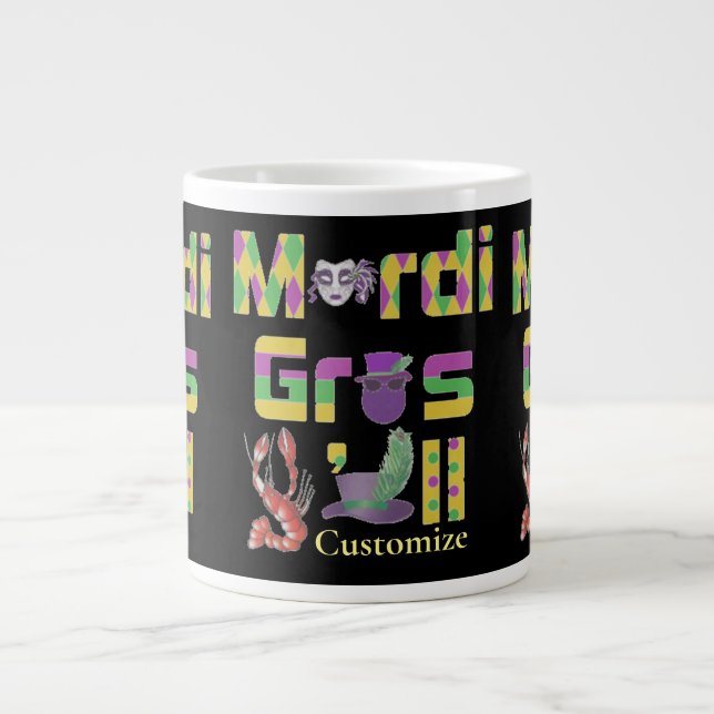 Caneca De Café Grande Mardi Gras Y'all Thunder_Cove (Frente)