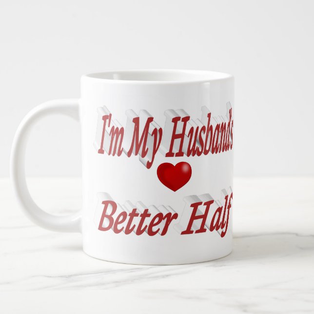 Caneca De Café Grande Marido canta engraçada texto vermelho (Esquerda)