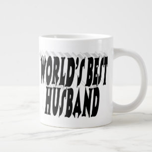 Caneca De Café Grande Marido com meio texto preto