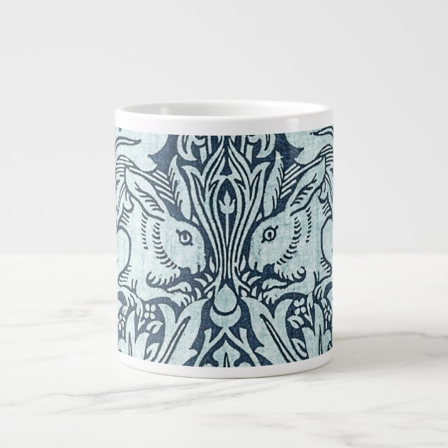 Caneca De Café Grande Marinho Azul Coelho Branco William Morris Coffee M (Frente)