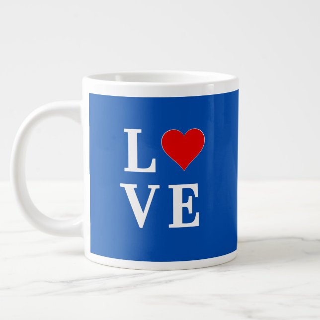 Caneca De Café Grande Marinho Azul LOVE Na moda (Esquerda)