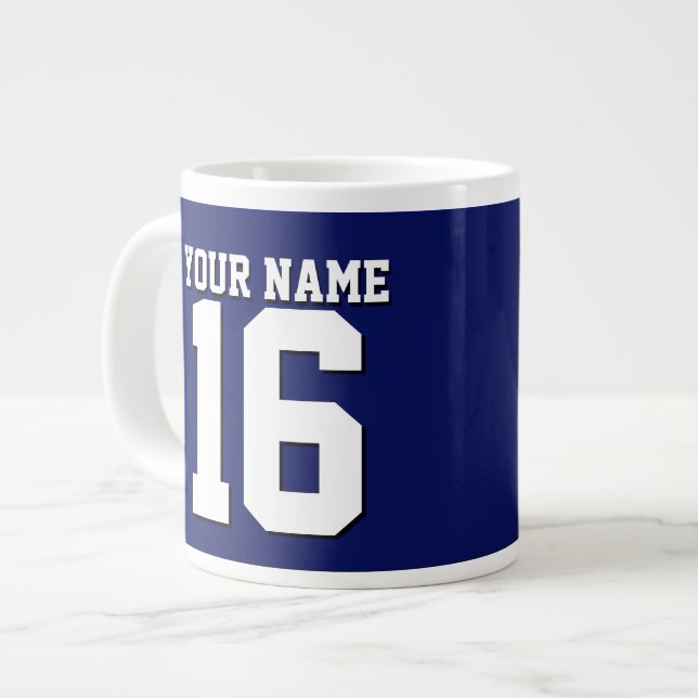 Caneca De Café Grande Marinho Blue Sports Jersey Team (Frente Esquerda)