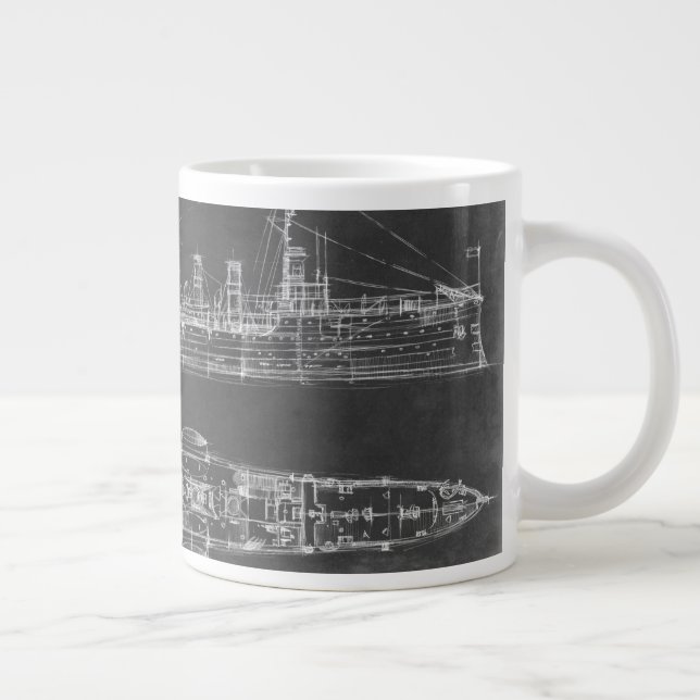 Caneca De Café Grande Marinho Cruiser Blueprint (Direita)