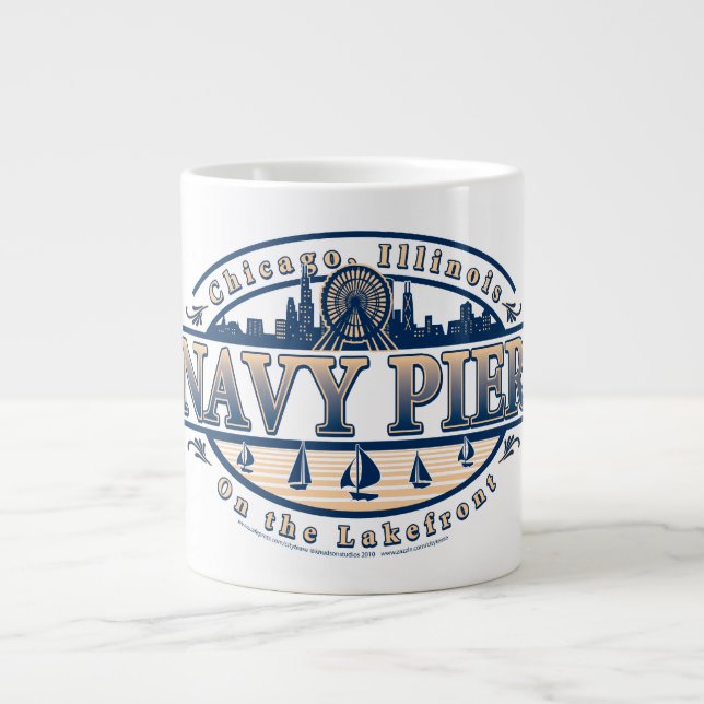Caneca De Café Grande Marinho Pier Chicago (Frente)