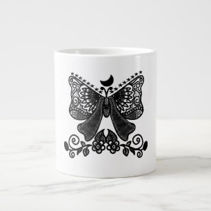 Caneca De Café Grande Mariposa Luna Mística   Arte de Inseto Gótico Cele
