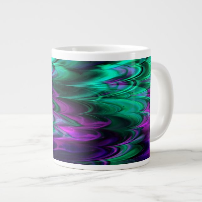 Caneca De Café Grande Mármore Fractal 4-2 Jumbo Mug (Frente Esquerda)