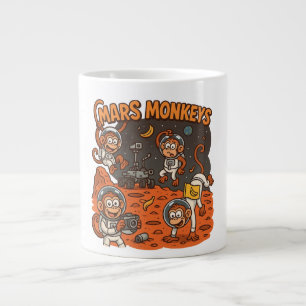 Caneca De Café Grande Mars Monkeys animal engraçado