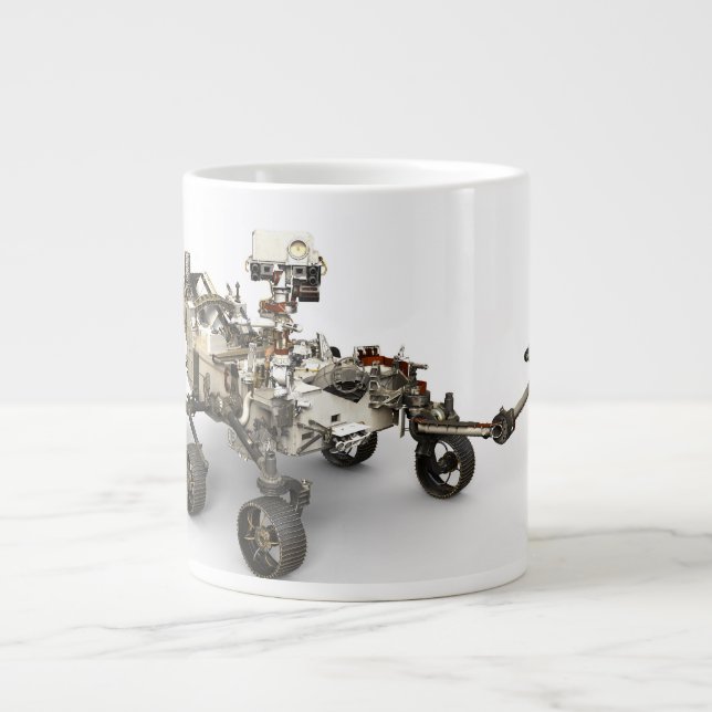 Caneca De Café Grande Mars Perseverance Rover Em Fundo Branco. (Frente)