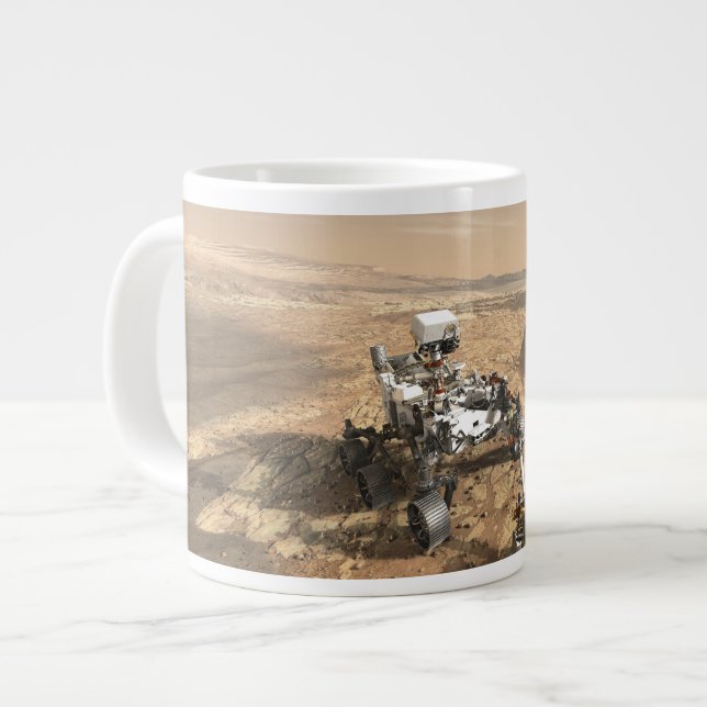 Caneca De Café Grande Marte 2020 Rover Na Superfície De Marte. (Frente Esquerda)