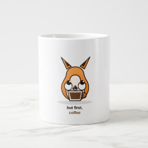 Caneca De Café Grande Mas Primeiro Café Raposa Fofa Humor Amante de Café