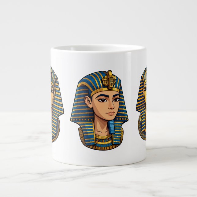 Caneca De Café Grande Máscara Dourada do Faraó Tutancâmon (Frente)