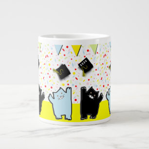 Caneca De Café Grande Mascote de Gato de Formatura