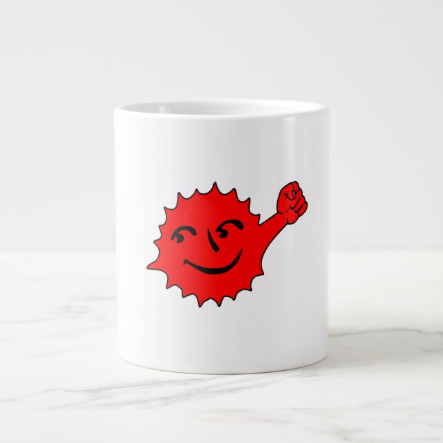 Caneca De Café Grande Mascote Sol Vermelho Alegre (Frente)