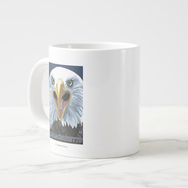 Caneca De Café Grande Massachusetts Eagle - Fechar (Frente Esquerda)