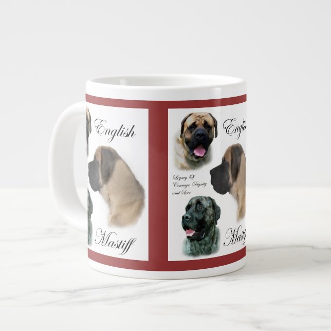 Caneca De Café Grande Mastiff Art Inglês (Frente Esquerda)