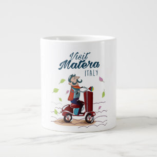 Caneca De Café Grande Matera Itália desenho animado scooter viagem impre