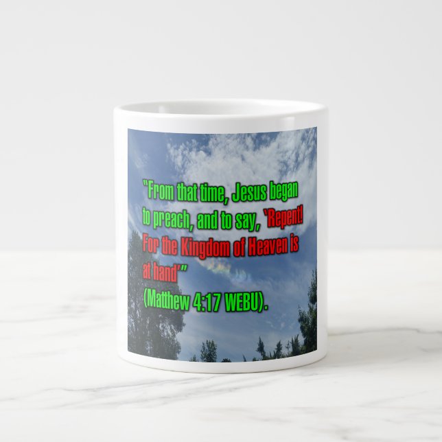 Caneca De Café Grande Mateus 4:17 WEBU Mug (Frente)