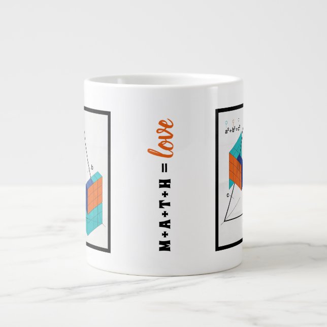 Caneca De Café Grande Math Equals Love 3D Pythagorean Theorem Mug (Frente)