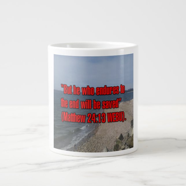 Caneca De Café Grande Matthew 24:13 WEBU Mug (Frente)