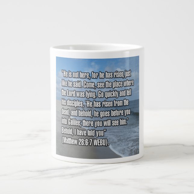 Caneca De Café Grande Matthew 28:6-7 WEBU Mug (Frente)
