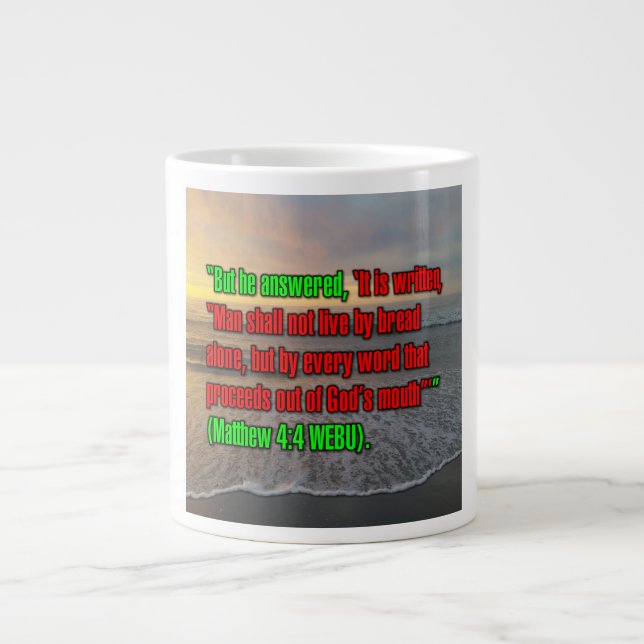Caneca De Café Grande Matthew 4:4 WEBU Mug (Frente)