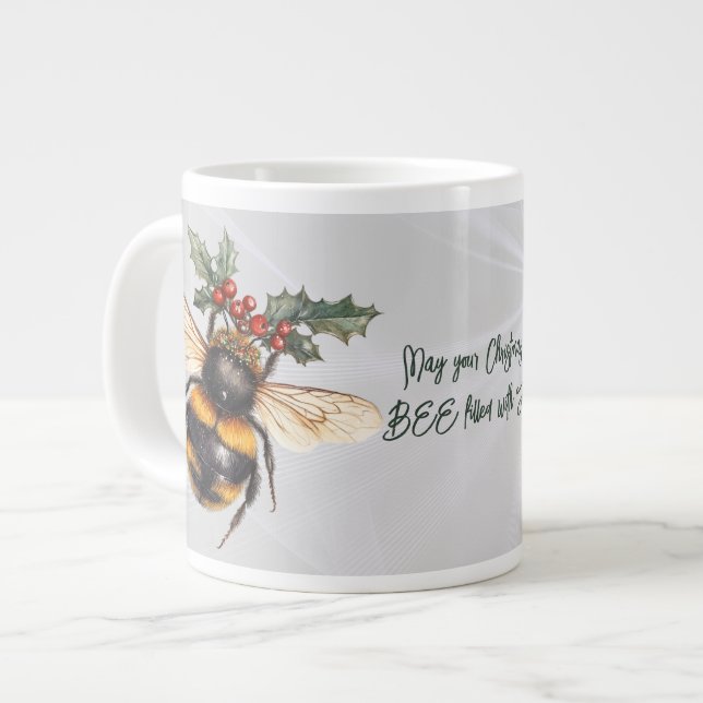 Caneca De Café Grande May Your Christmas BEE Filled With Joy (Frente Esquerda)