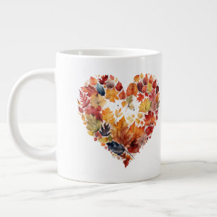 Caneca De Café Grande Me Core Essentials Botânico Coração Folhas de Outo