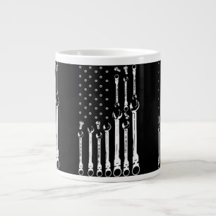 Caneca De Café Grande Mecânico do carro de bandeira Patriótica Americano