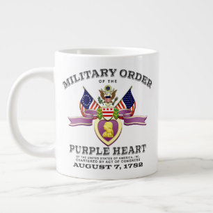Caneca De Café Grande Medalha Coração Roxo Personalizável 20oz