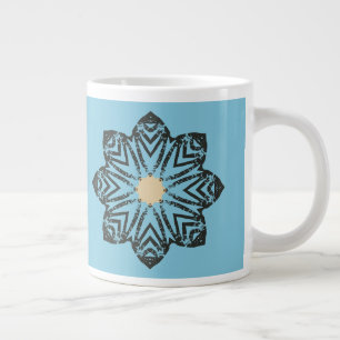 Caneca De Café Grande Medalhão Floral Geométrico Distorcido