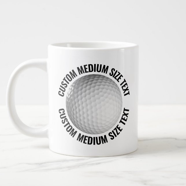 Caneca De Café Grande Medium Size Personalized Text Golf Ball Custom (Esquerda)