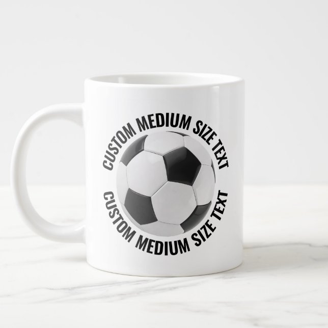 Caneca De Café Grande Medium Size Personalized Text Soccer Ball Custom (Esquerda)
