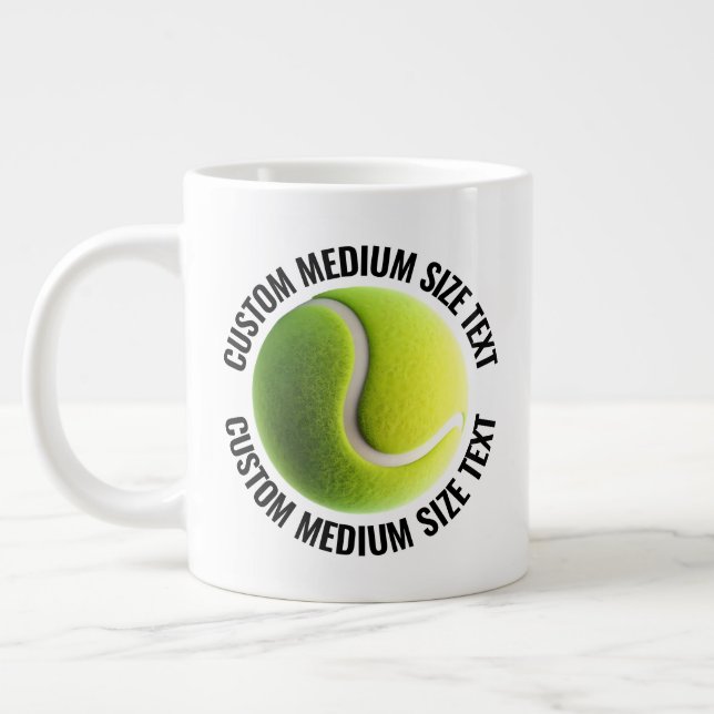 Caneca De Café Grande Medium Size Personalized Text Tennis Ball Custom (Esquerda)