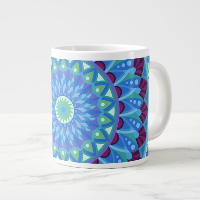 Caneca De Café Grande Meia-Noite Sonha Mandala (Frente Esquerda)