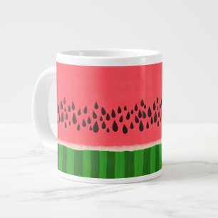 Caneca De Café Grande Melancia rosa e verde