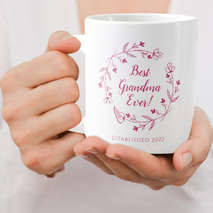 Caneca De Café Grande Melhor Avó do Mundo Família Coroa Floral Ano Rosa