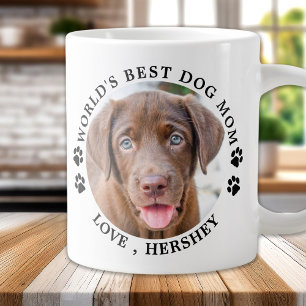 Caneca De Café Grande Melhor Cachorro Mãe 2 Foto Personalizada de Pet d