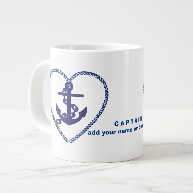 Caneca De Café Grande Melhor capitão e marinheiro do marinho (Frente Esquerda)