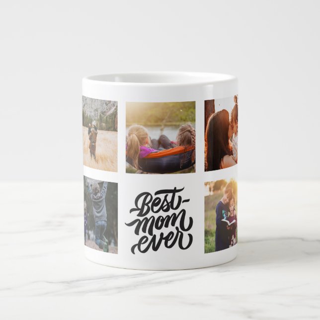Caneca De Café Grande Melhor Colagem de Fotos Personalizada da Mãe (Frente)