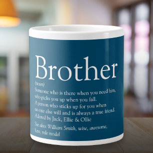 Caneca De Café Grande Melhor definição de irmão engraçada citação azul
