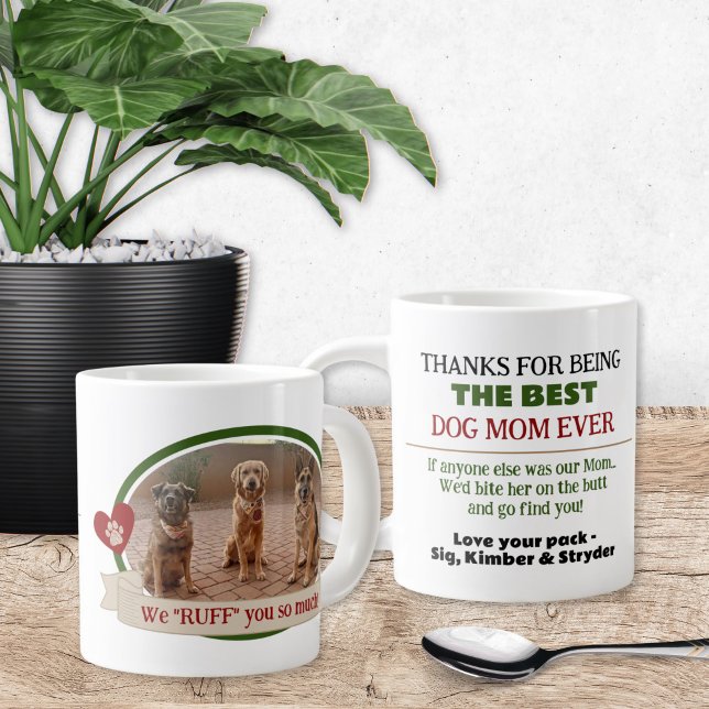 Caneca De Café Grande Melhor Foto Engraçada Cachorro Mãe Mug (Cute Dog Mom Mug Gift from the dogs with funny humor. Personalized coffee cup from the pets)