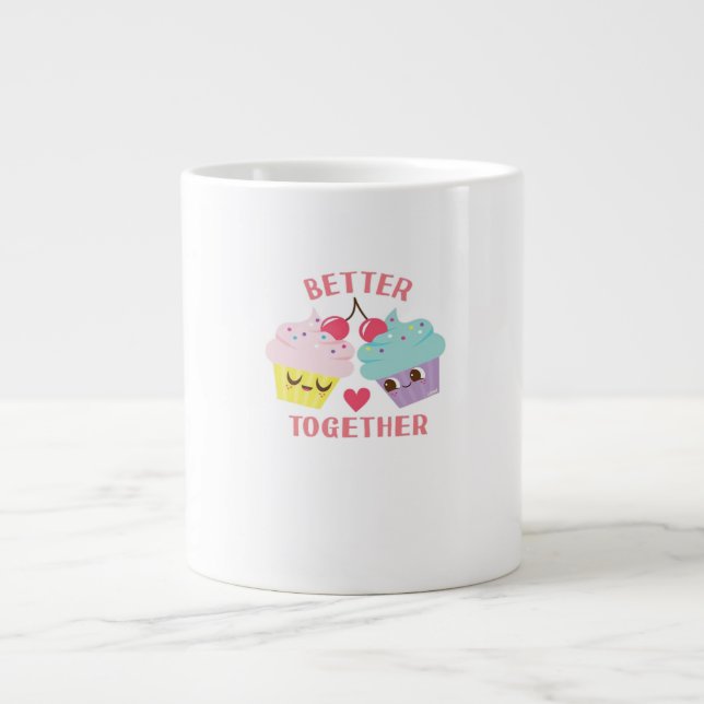 Caneca De Café Grande Melhor Juntos Amor Design Sentido  (Frente)