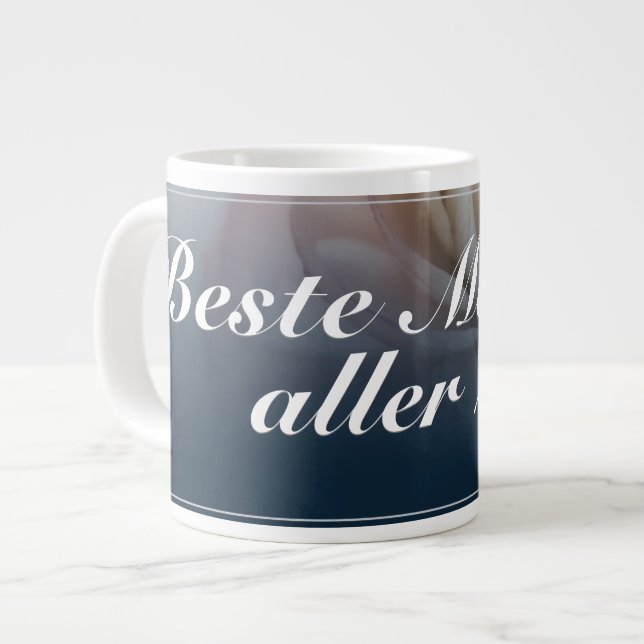 Caneca De Café Grande Melhor mãe de todos os tempos com grande rosa rosa (Frente Esquerda)