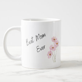 Caneca De Café Grande Melhor Mãe do Mundo Flores Elegantes Dia das Mães
