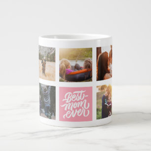 Caneca De Café Grande Melhor Mãe Já Personalizada Colagem de Fotos Ros